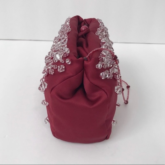 Angelo Evening Formal Beaded Burgundy Red Cocktail Clutch Bag - Picture 2 of 5